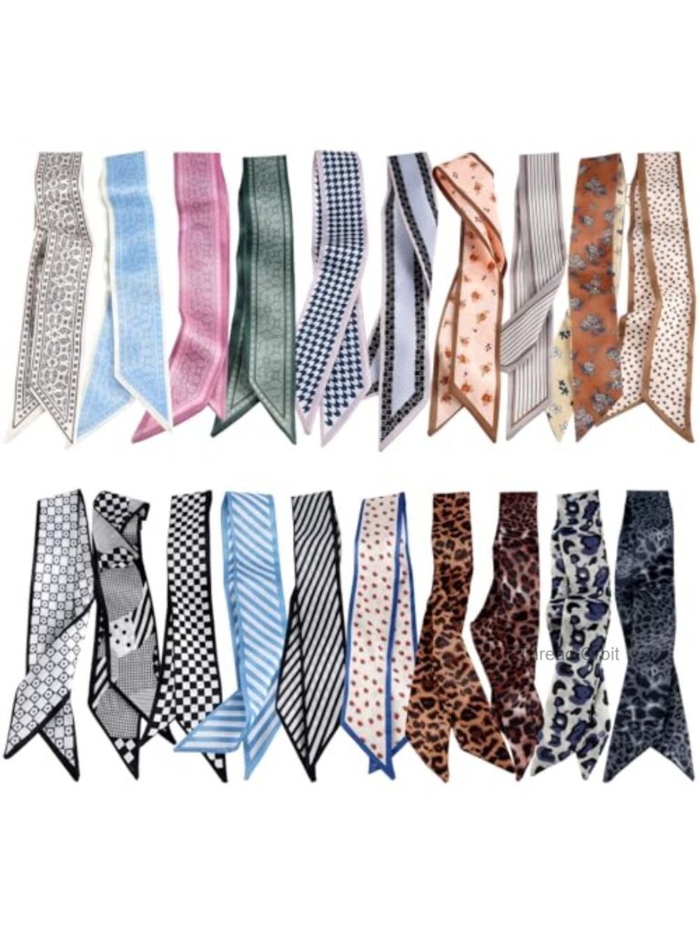 20pc Silk Feel Satin Purse Scarf Set for Handbags Hair Neck